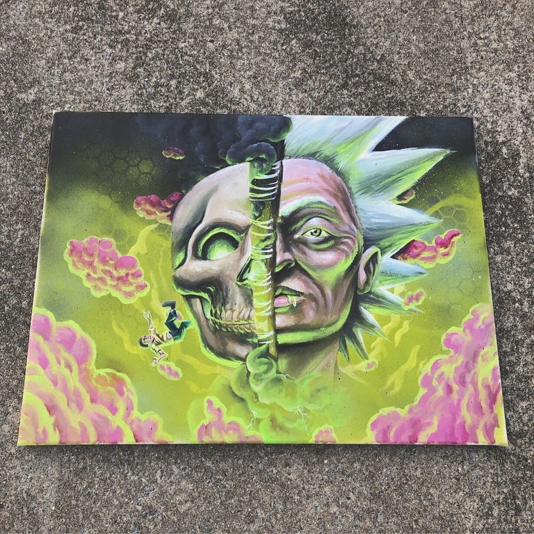 Image of "Mad Man Rick Sanchez" ORIGINAL Acrylic Painting 18x24