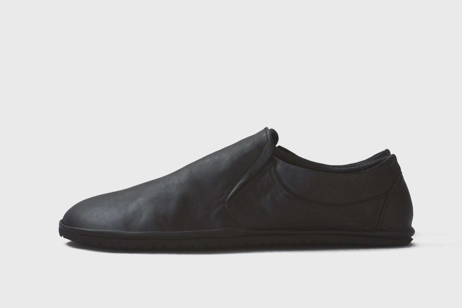 Black leather cheap slip on shoes