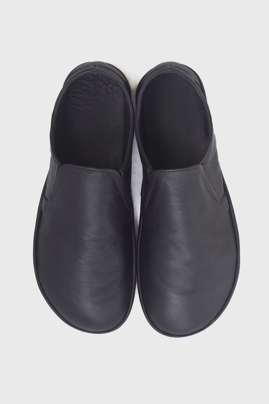 Black slip on shoes leather online