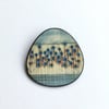 Colourful Nature Inspired Handmade Porcelain Brooch, Blue Stems - Rounded