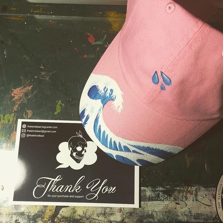 Image of Hand-Painted Hokusai Wave Dad Hats