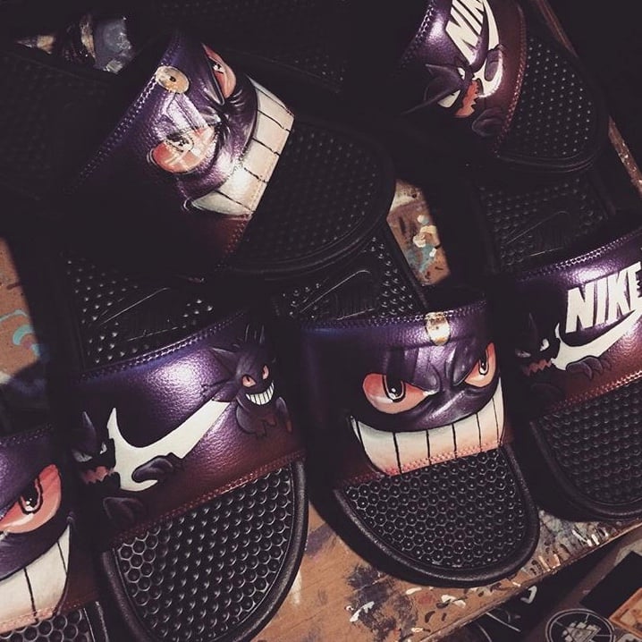 Hand Painted Custom Nike Slides thatshitdead