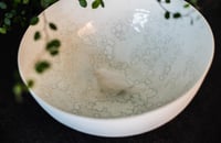 Image 1 of Stor skål med fugl og krystall glasur