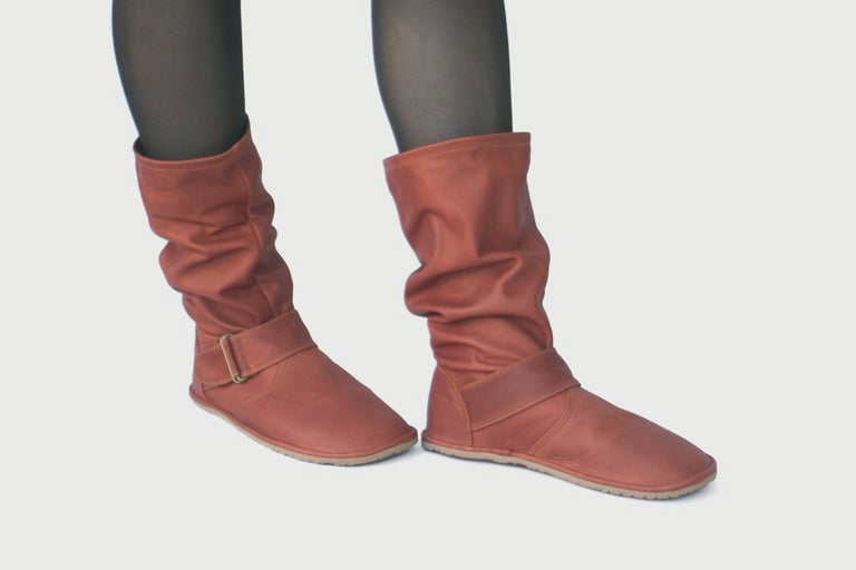 Slouchy boots in Soft Matte Cognac The Drifter Leather handmade shoes