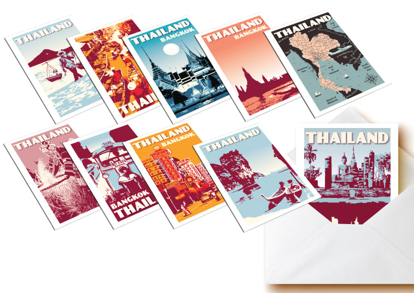 Image of Postcards Thailand - Set of 10 vintage postcards - Greeting cards - Siam
