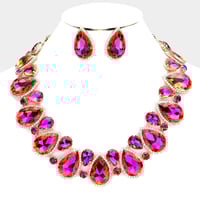 Crystal Rhinestone Teardrop Statement Collar Necklace