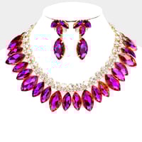 Glass Crystal Marquise Rhinestone Collar Evening Necklace