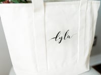 Image 2 of LARGE CANVAS ESSENTIAL TOTE WITH LEATHER STRAPS