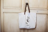 Image 2 of GOLD MONOGRAM LIGHTWEIGHT CANVAS TOTE WITH LEATHER STRAPS