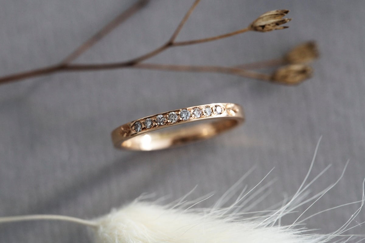 Image of 18ct rose gold white diamond band