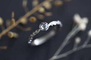 Image of *Made to order* Platinum 4.0mm rose-cut diamond, floral carved ring