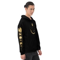 Image 2 of Black and Gold Moons Sacred Geometry Astrological Unisex Hoodie