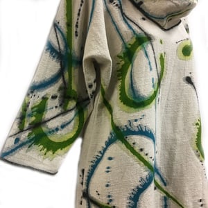 Image of Alison Tunic - natural colored Cotton/Linen with hand painted "Dance of the Universe" design.
