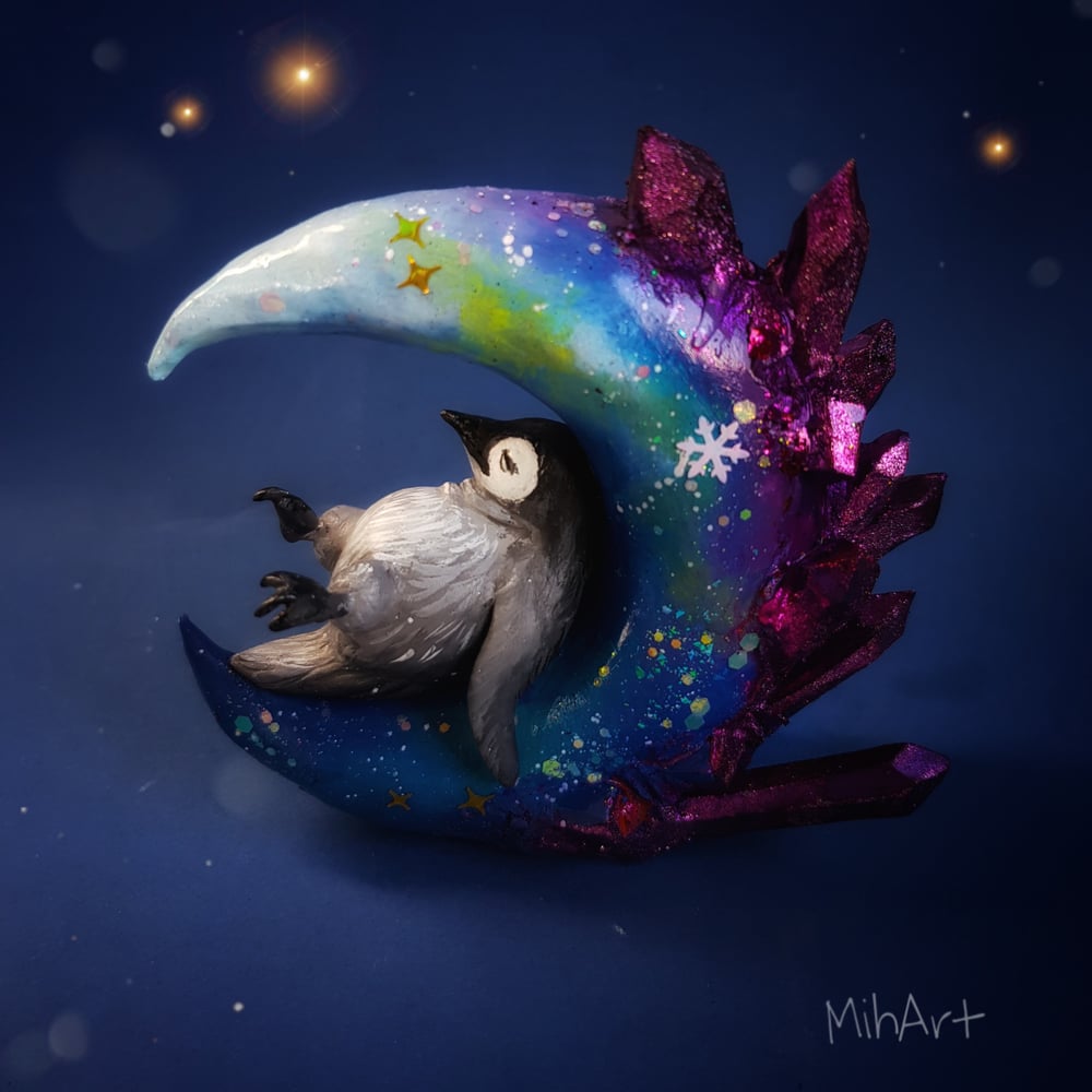 Image of Whimsical Crystal Moon Penguin 1