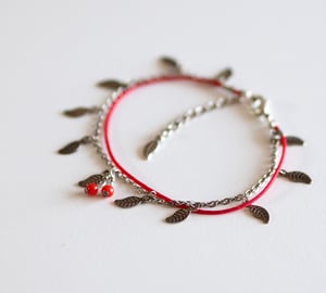 Image of Les Cerises - Bracelet Cerises Feuilles - Plaqué Argent (-20%)