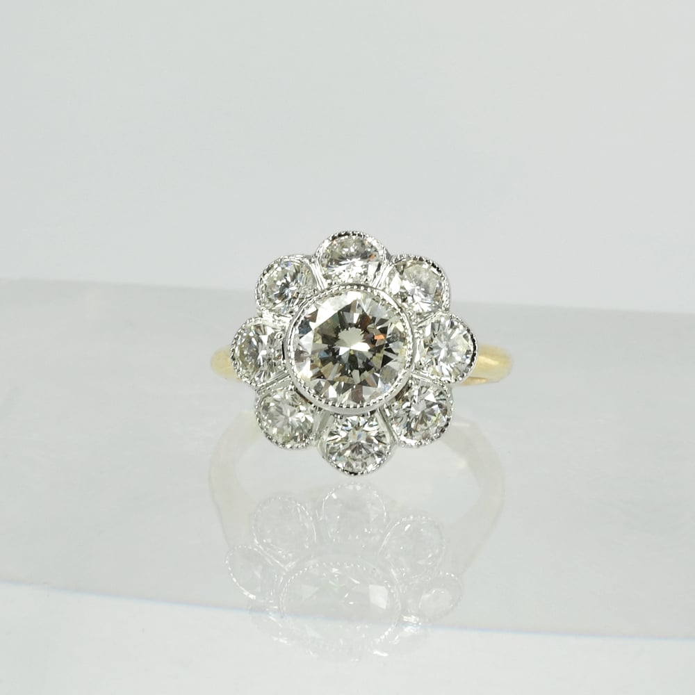 Image of 18ct white gold floral cluster
