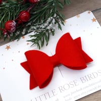Image 2 of Red Felt Bow on a Headband or Clip - Choice of Size 