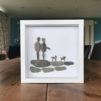 Image 2 of couple walking two dogs artwork