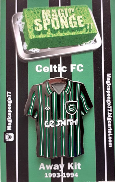 Image of Out Now 1993-1994 Celtic FC Away Kit Pin.