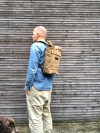 Image 2 of waxed canvas backpack / waterproof backpack with padded shoulder straps