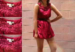 Image of Red Satin Bubble Dress
