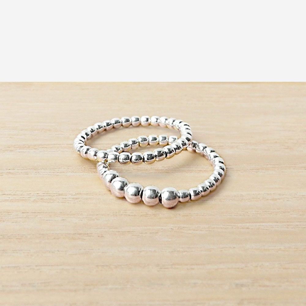 Image of Lot de bagues boules argent "Aro"