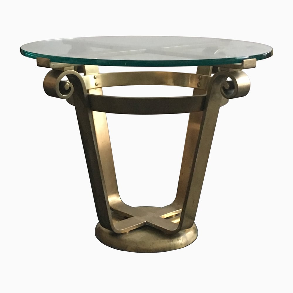 Image of Brass and Glass Side Table in Art Deco Style, 20th Century European