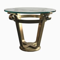 Image 2 of Brass and Glass Side Table in Art Deco Style, 20th Century European