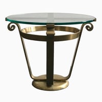 Image 3 of Brass and Glass Side Table in Art Deco Style, 20th Century European