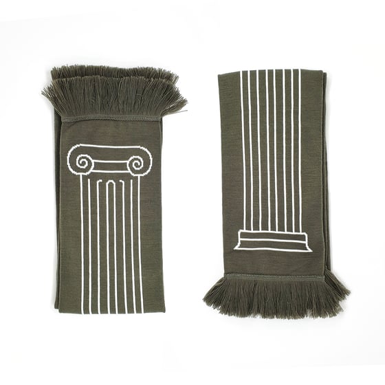 Image of Column Scarf - White on Grey