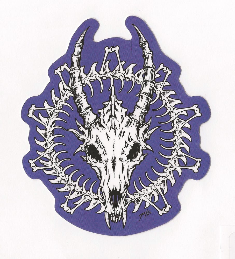 Image of Dragon Gear Bones sticker purple