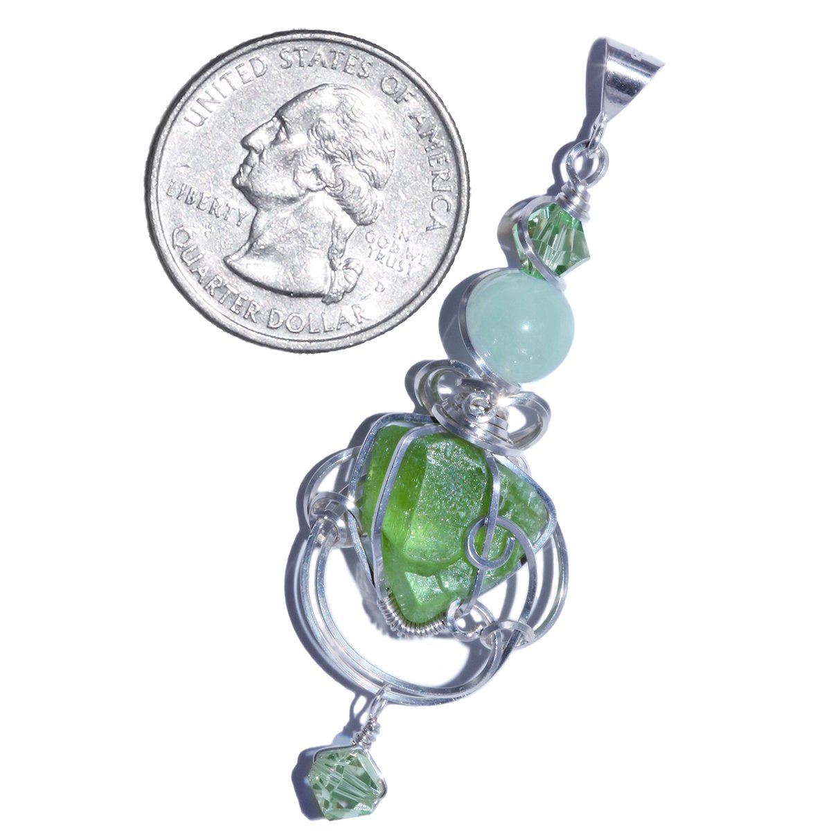 Terminated Peridot Cathedral Crystal Handmade Pendant 