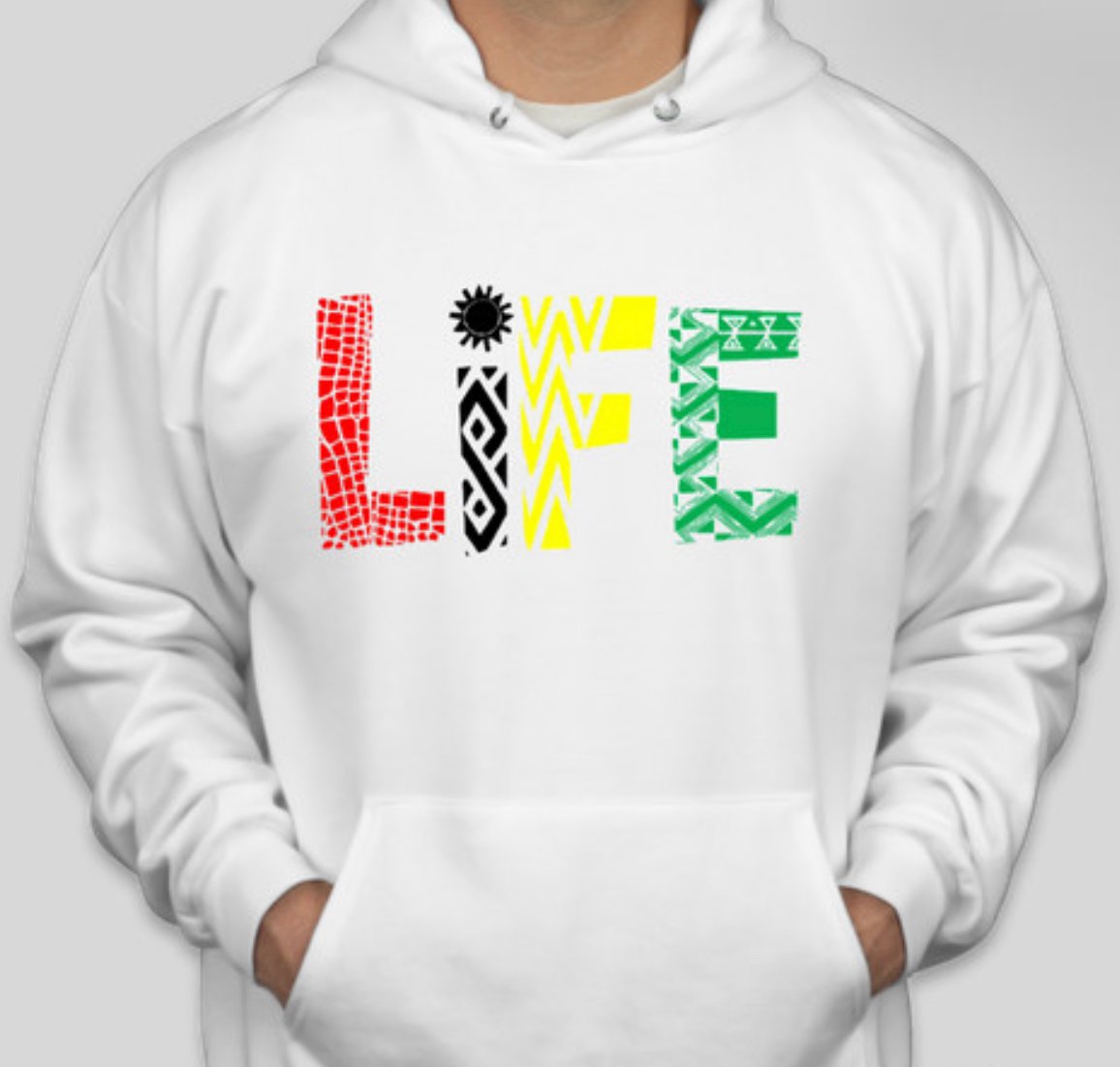 Image of White Multi-Color LIFE Hoodie