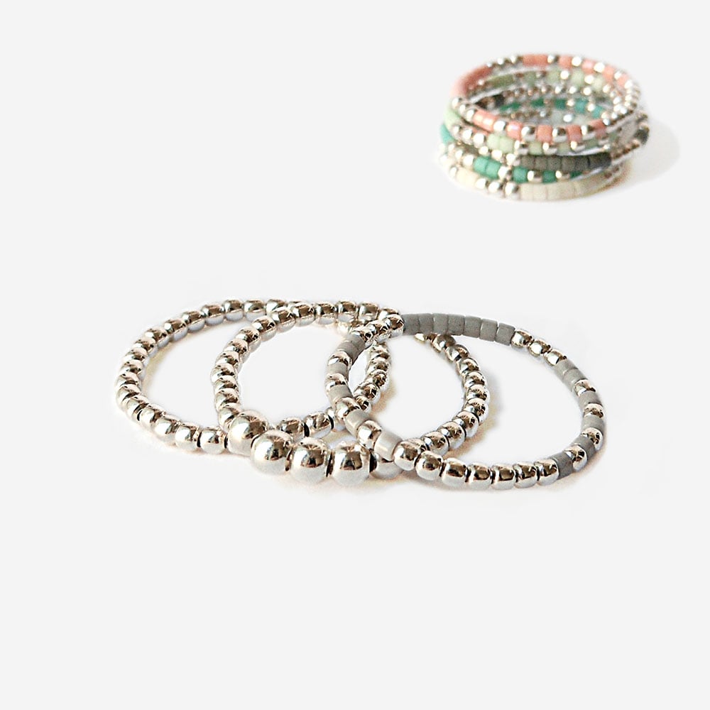 Image of 3 Anneaux empilables Gris "Native & Aro"