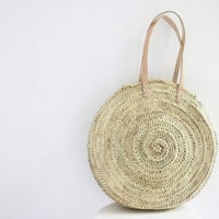 Image 1 of ROUND BASKET BAG - LEATHER HANDLES