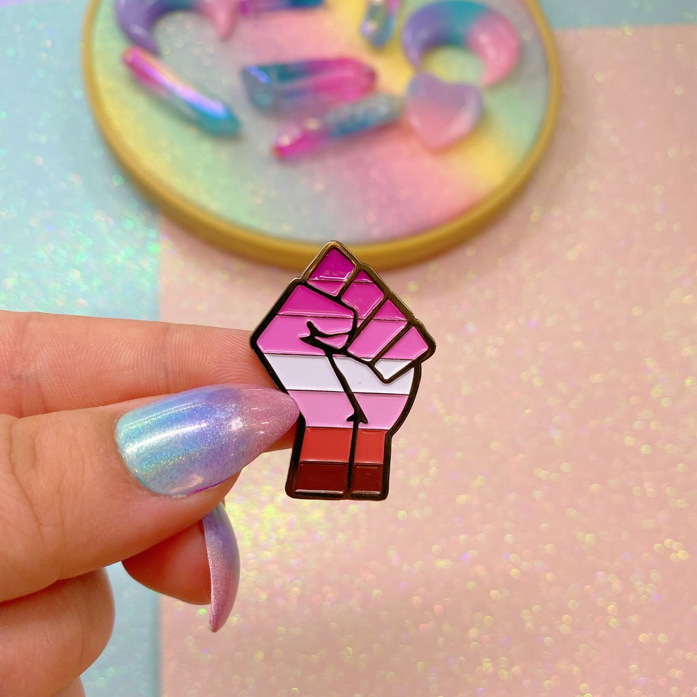 Image of Lesbian Pride Pink Flag Enamel Pin