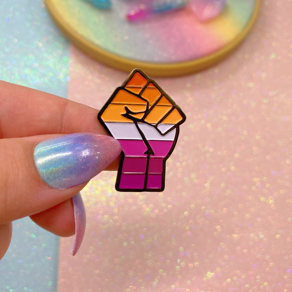 Image of Lesbian Pride Orange & Pink Enamel Pin