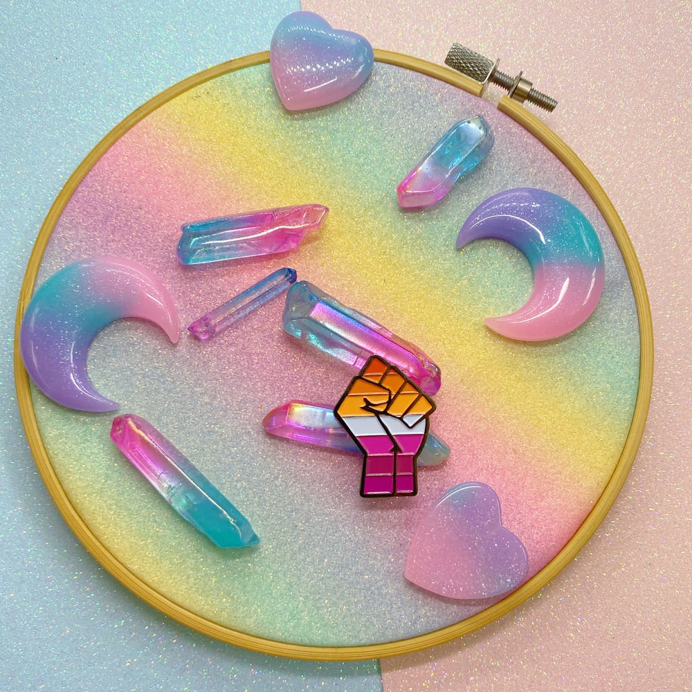 Image of Lesbian Pride Orange & Pink Enamel Pin