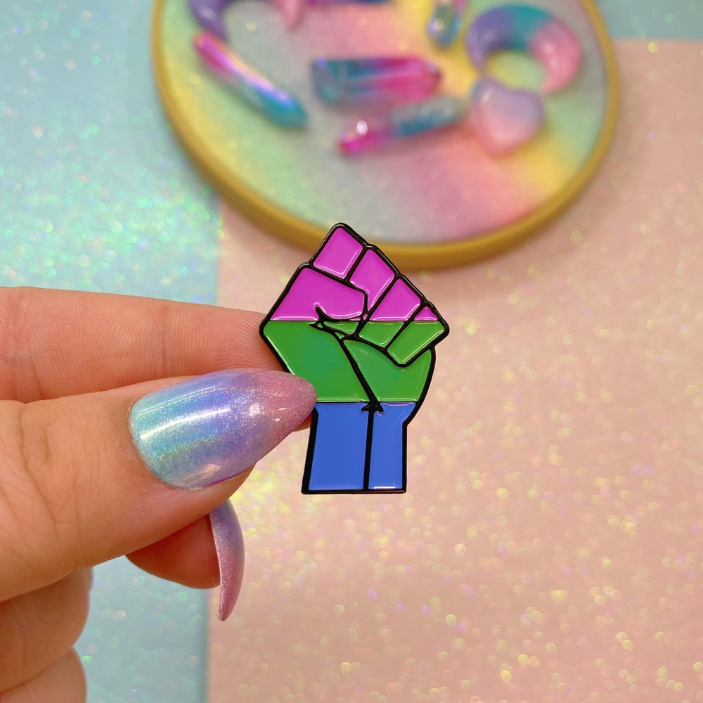 Image of Polysexual Pride Flag Enamel Pin