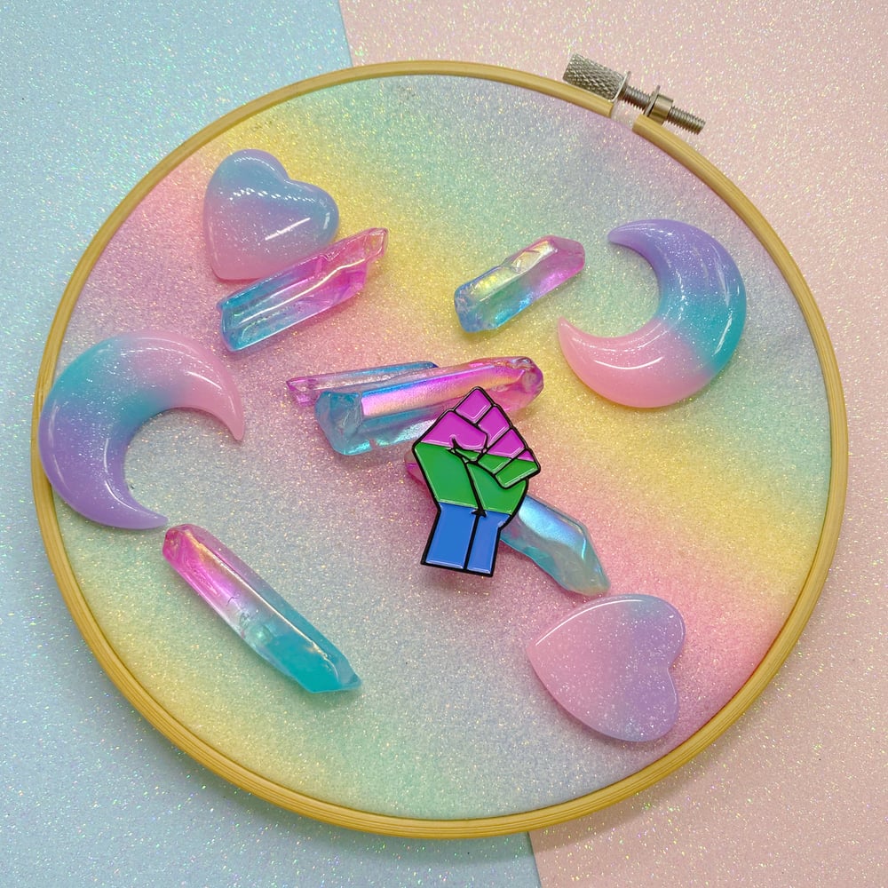 Image of Polysexual Pride Flag Enamel Pin