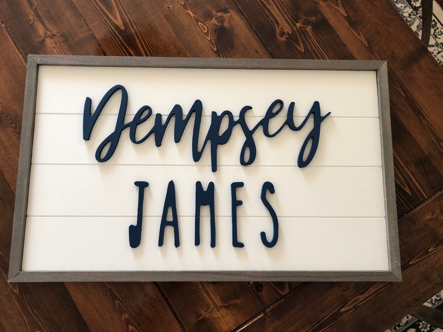 Image of Framed shiplap name sign 