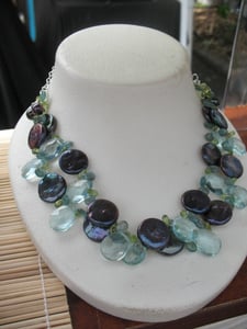 Image of Peacock Pearl, Chalcedony Quartz & Apatite Two Strand Necklace