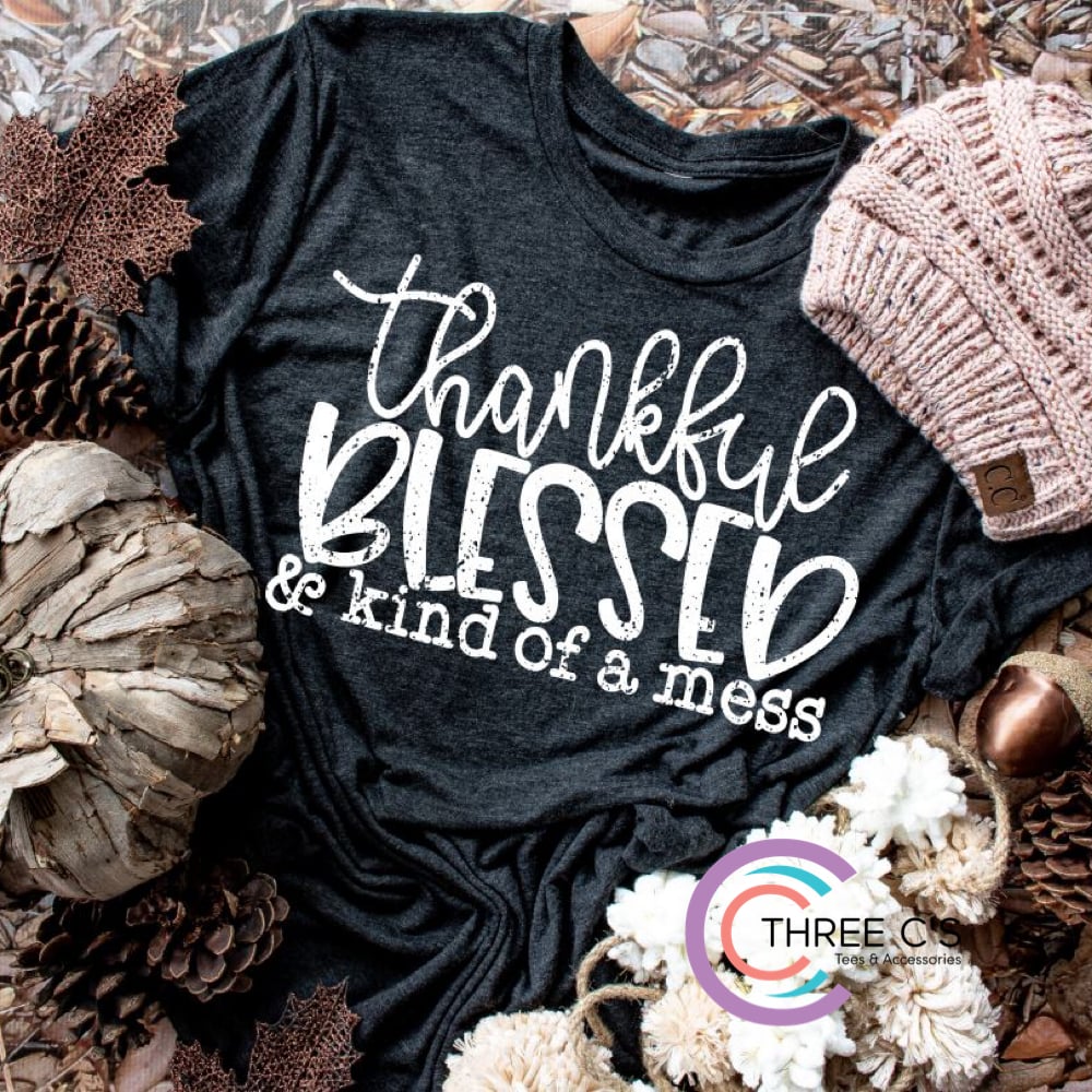 Image of Thankful Blessed Mess Tee