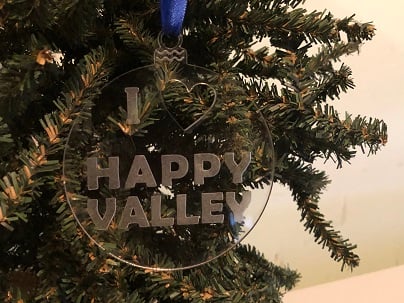 Image of Acrylic "I Heart Happy Valley" Ornament