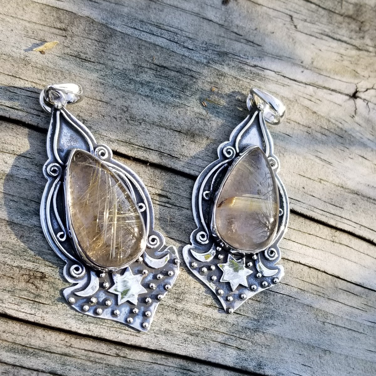 Romany Pendant Collection - Golden Rutile in Sterling | Alley's Loft