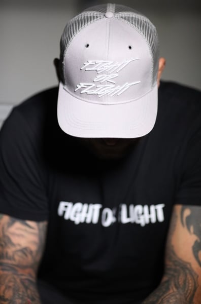 Image of Fight or Flight Grey/White mesh  Snap back