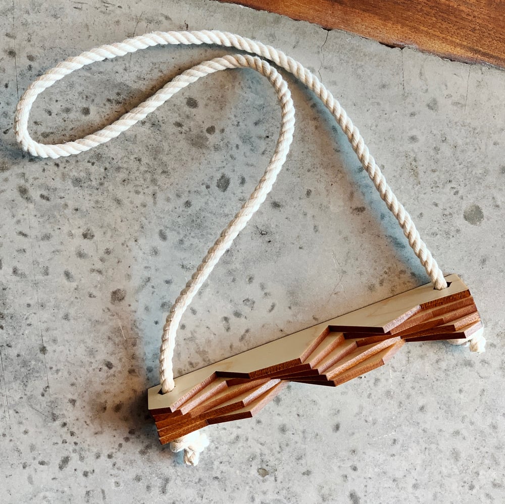 Image of Geo Stacked Wood Statement Necklace