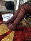 "Chrissy" Red brownish thigh high chunky heel boots