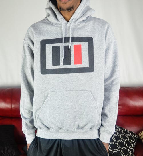 Image of Follow the Leader Sports Grey Hoodie ( black, red)