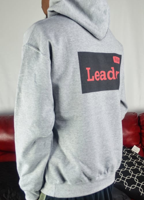 Image of Follow the Leader Sports Grey Hoodie ( black, red)